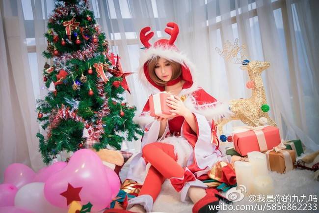Cosplay福利/王者cos/王者荣耀圣诞装貂蝉cosplay美女图片