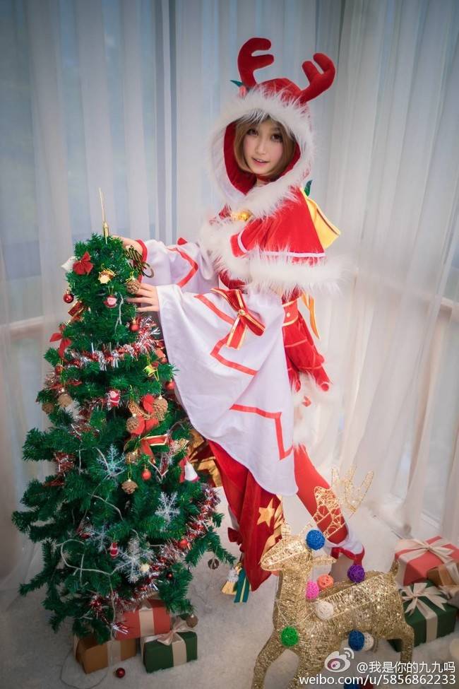 Cosplay福利/王者cos/王者荣耀圣诞装貂蝉cosplay美女图片