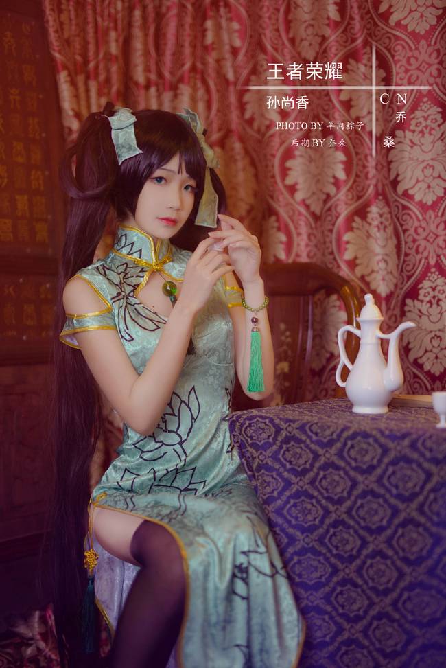 Cosplay福利/王者cos/王者荣耀孙尚香旗袍黑丝cosplay图片