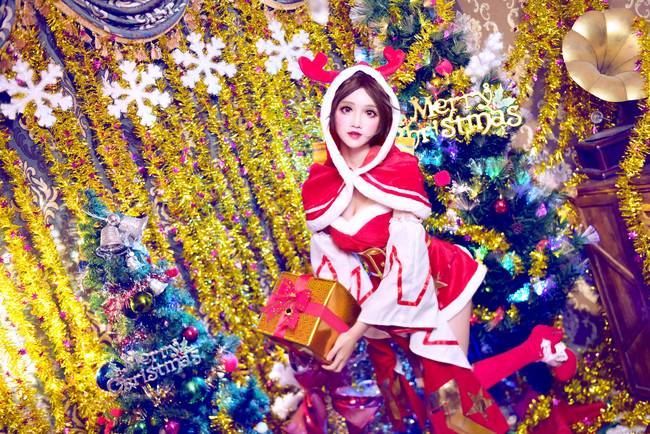 Cosplay福利/王者cos/王者荣耀圣诞美女貂蝉cosplay图片