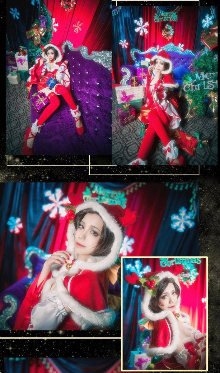 Cosplay福利/巨乳美女王者荣耀圣诞恋歌貂蝉cos美图