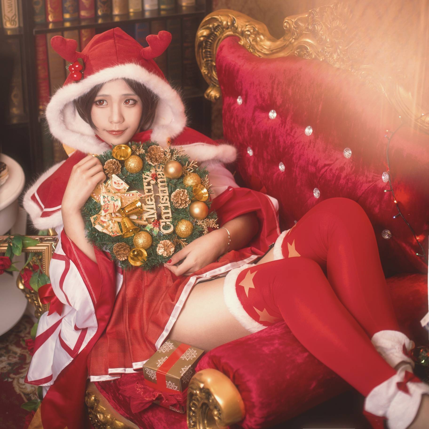 Cosplay福利/性感御姐王者荣耀貂蝉圣诞恋歌cosplay美女图片