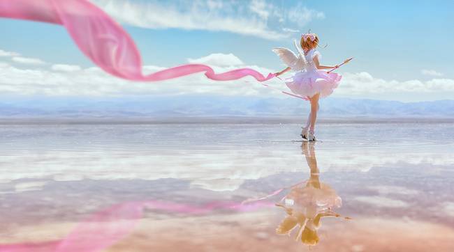 Cosplay福利/清纯萝莉佐流cos魔卡少女樱洋装唯美图片