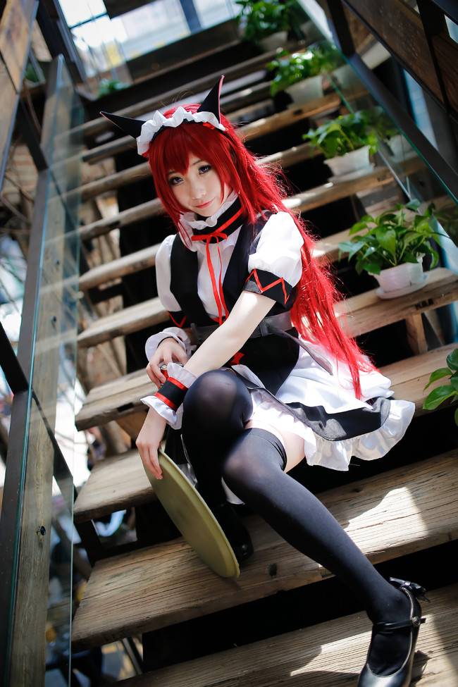 Cosplay福利/命运石之门菲利斯·喵喵女仆装黑丝cos萝莉图片