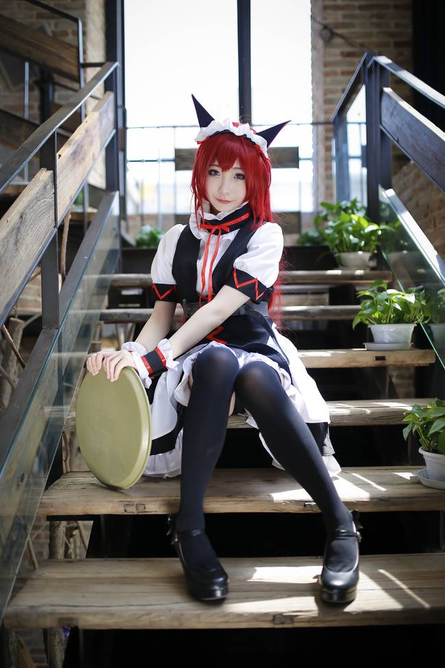 Cosplay福利/命运石之门菲利斯·喵喵女仆装黑丝cos萝莉图片