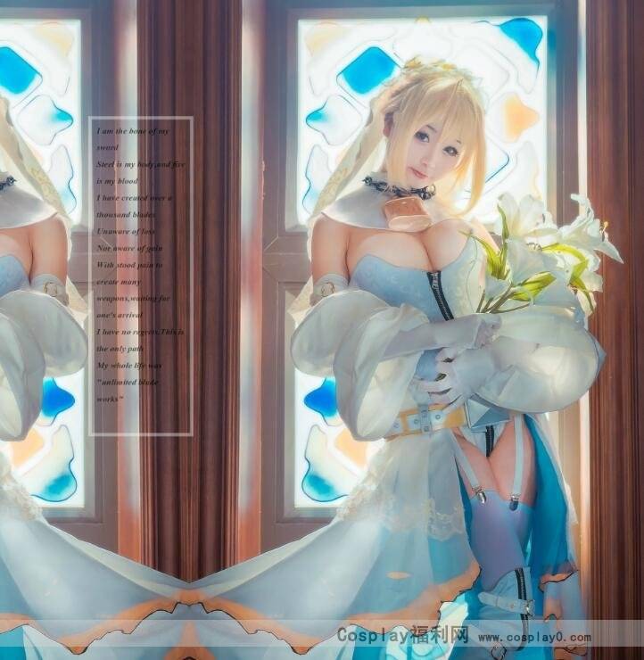 Cosplay福利/Fate/Grand Order巨乳尼禄花嫁Cosplay图片