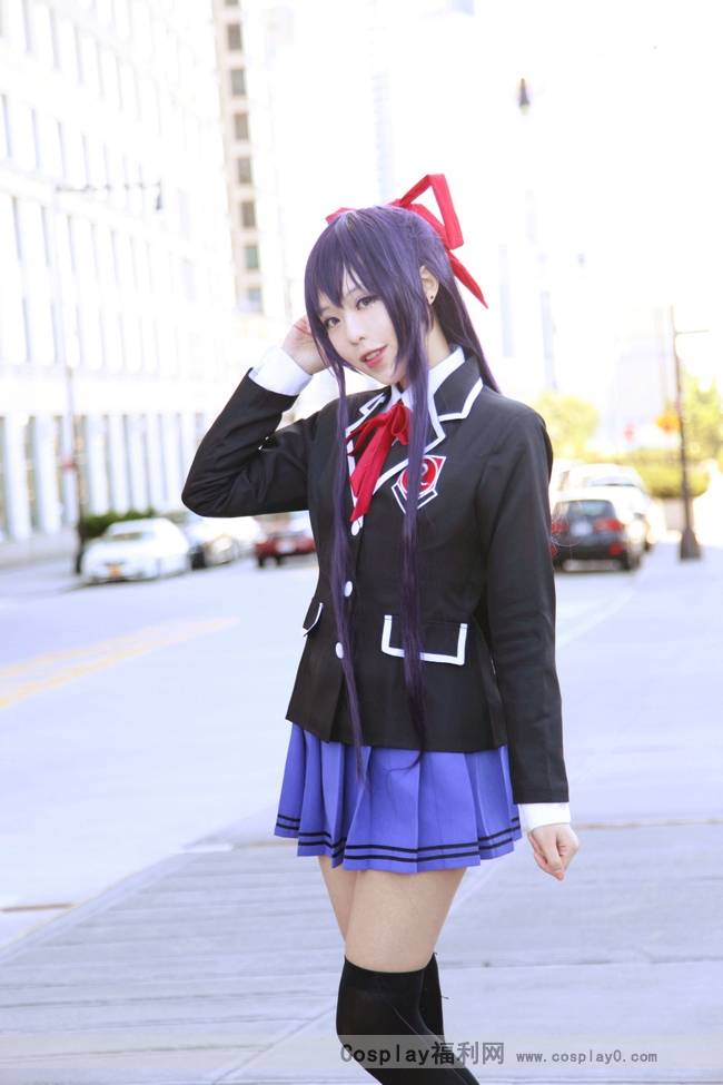 Cosplay福利/《约会大作战》夜刀神十香同人校服黑丝美腿Cos图片