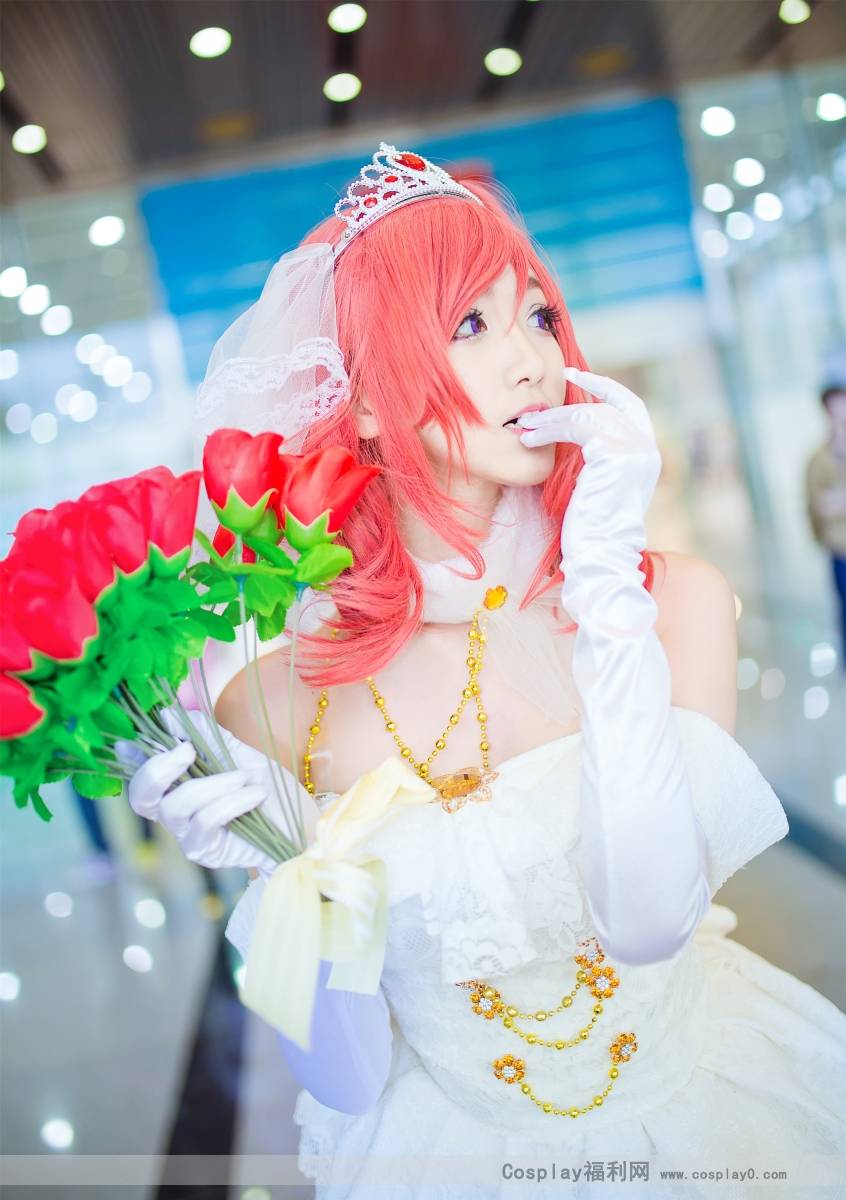 Cosplay福利/啾小妍Love Live!西木野真姬婚纱觉醒cosplay场照
