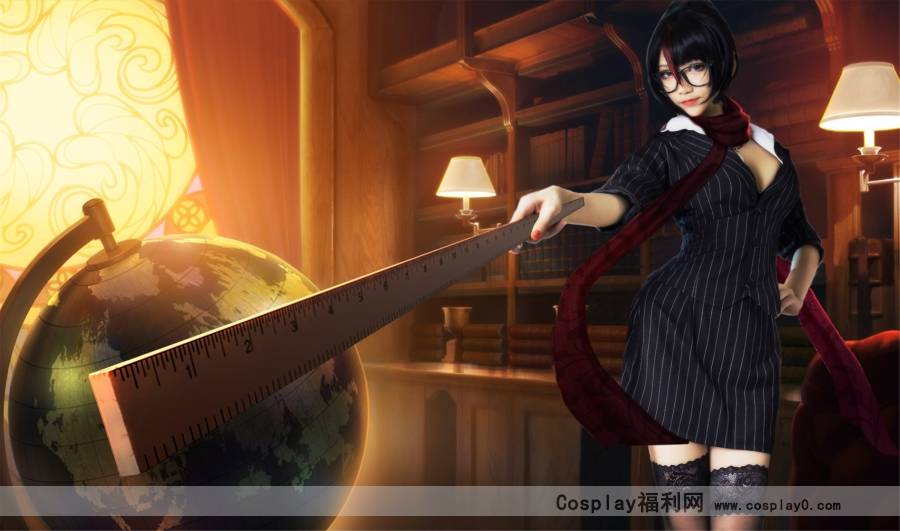 Cosplay福利/啾小妍英雄联盟无双剑姬菲奥娜女校长制服黑丝cosplay