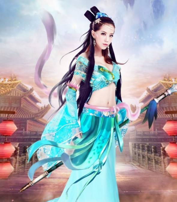 Cosplay福利/巨乳小蛮腰惊艳诱惑,叶梓萱COSPLAY蓝色妖姬