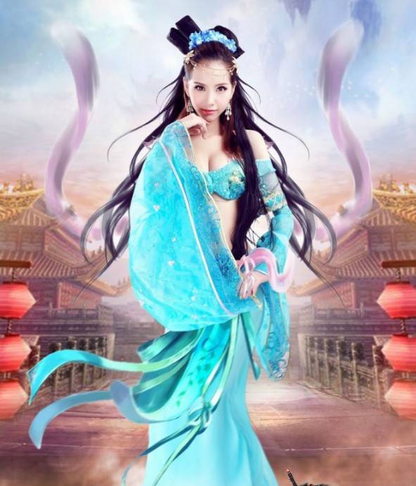 Cosplay福利/巨乳小蛮腰惊艳诱惑,叶梓萱COSPLAY蓝色妖姬