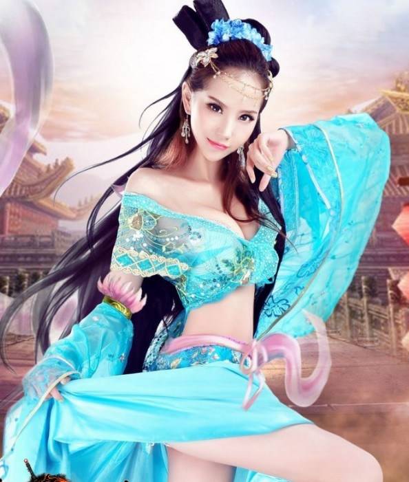 Cosplay福利/巨乳小蛮腰惊艳诱惑,叶梓萱COSPLAY蓝色妖姬