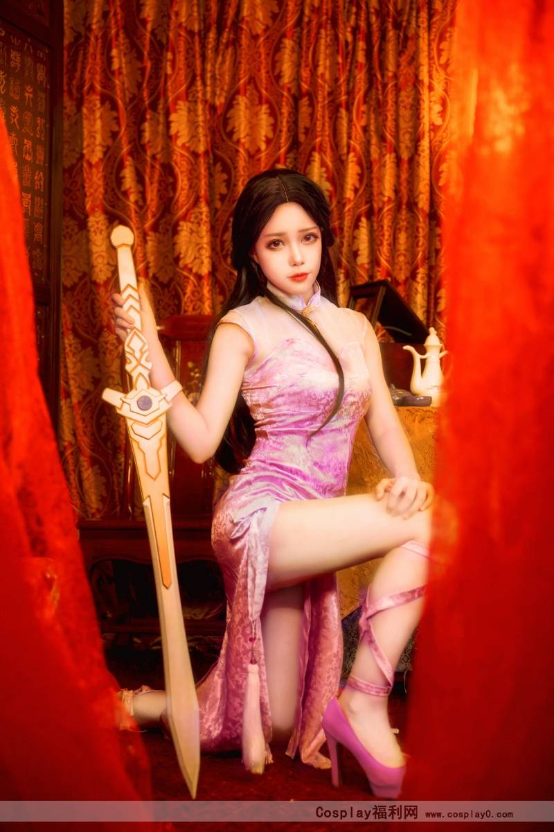 Cosplay福利/王者荣耀旗袍版紫霞仙子露娜cosplay美女图片