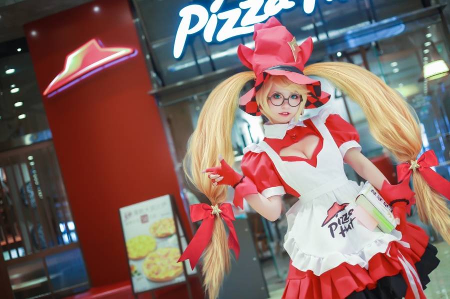 Cosplay福利/王者女英雄Cosplay泳装安琪拉双马尾萝莉图