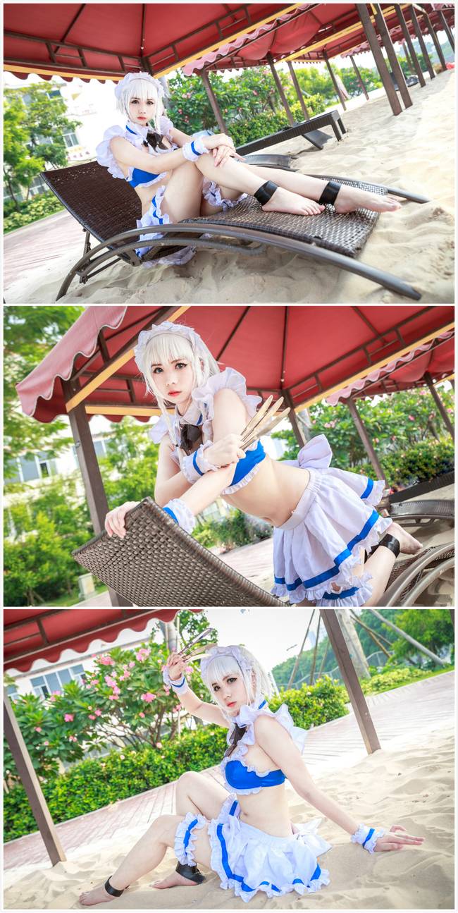 Cosplay福利/东方Project十六夜咲夜水着泳装美女cosplay腿控福利