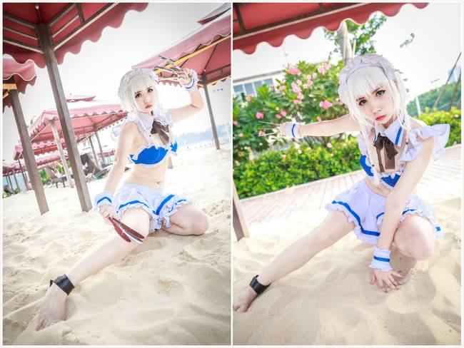 Cosplay福利/东方Project十六夜咲夜水着泳装美女cosplay腿控福利