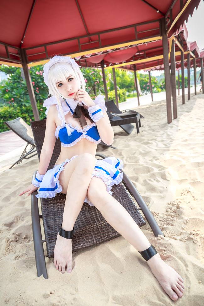 Cosplay福利/东方Project十六夜咲夜水着泳装美女cosplay腿控福利