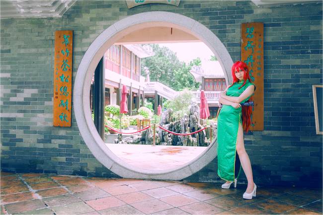 Cosplay福利/东方Project红美铃旗袍美女火辣身材cosplay美腿福利