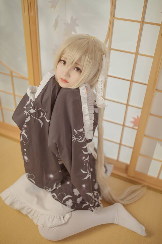 Cosplay福利/萝莉美腿白丝私房福利缘之空春日野穹和服cosplay私房