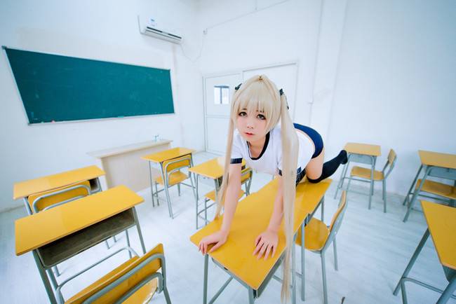 Cosplay福利/缘之空 春日野穹 美女体操服黑丝cosplay福利图片