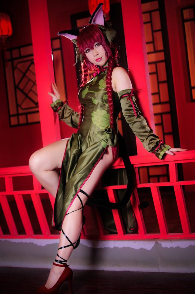 Cosplay福利/东方Project火焰猫燐萝莉旗袍cosplay腿控福利