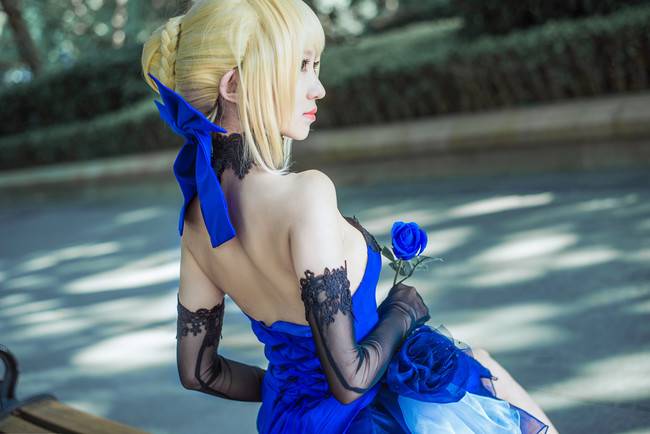 Cosplay福利/Fate/Extella Saber 蓝礼服美少女 cos