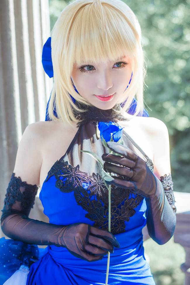 Cosplay福利/Fate/Extella Saber 蓝礼服美少女 cos