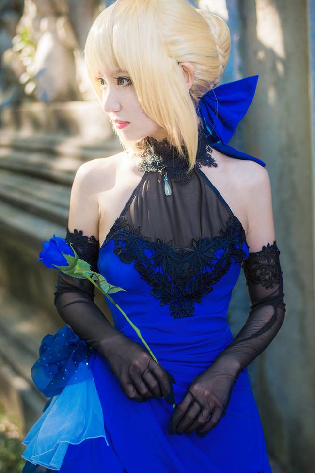 Cosplay福利/Fate/Extella Saber 蓝礼服美少女 cos