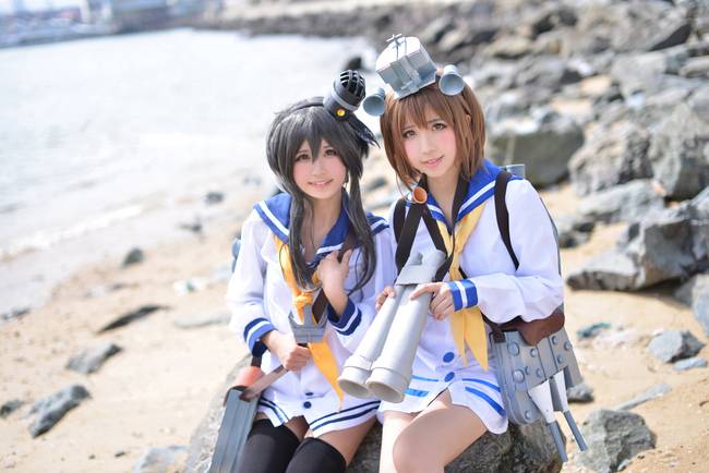 Cosplay福利/舰队Collection时津风 萝莉水手服黑丝cosplay福利
