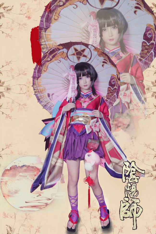 Cosplay福利/阴阳师手游 神乐 萝莉美腿和服cosplay福利