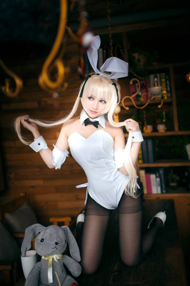 Cosplay福利/【腿控福利】缘之空春日野穹性感兔女郎黑色cos福利