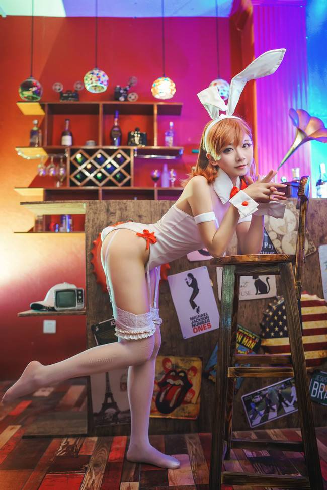 Cosplay福利/性感兔女郎 某科学的超电磁炮 御坂美琴COSPLAY 黑丝白丝吊带袜
