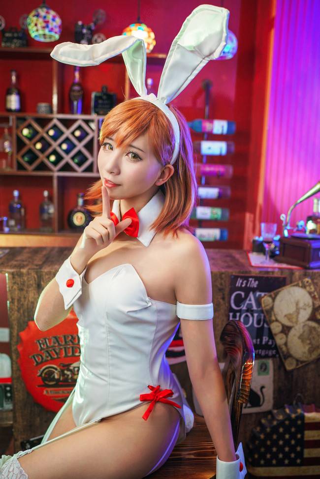 Cosplay福利/性感兔女郎 某科学的超电磁炮 御坂美琴COSPLAY 黑丝白丝吊带袜