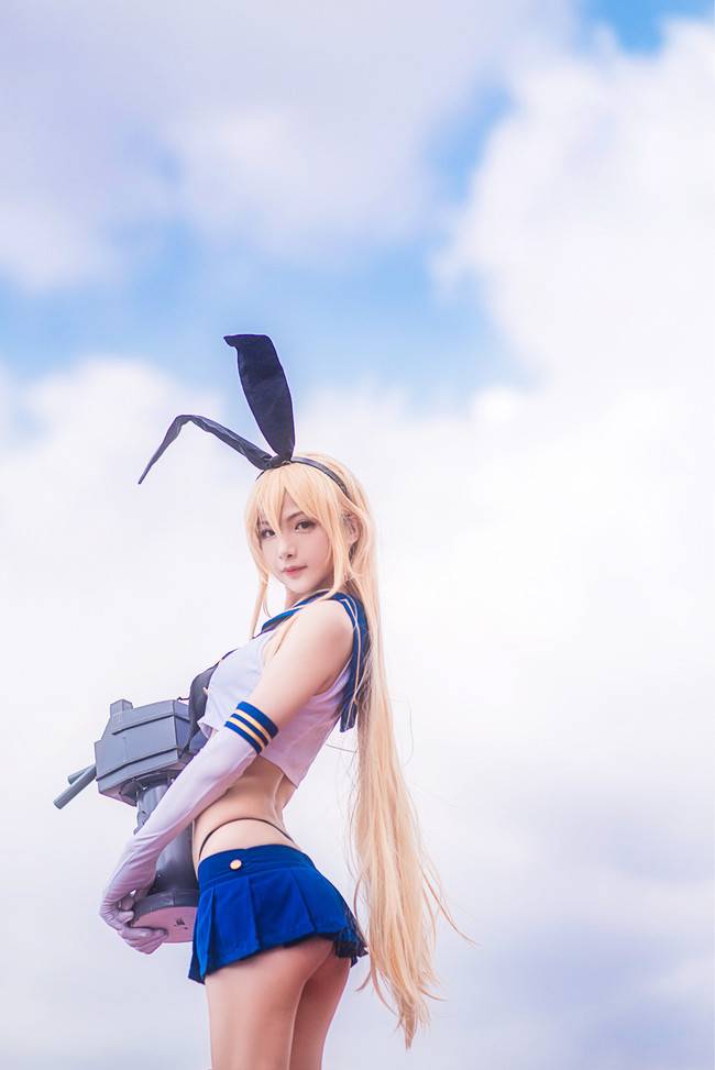 Cosplay福利/粉色条纹丝袜绝对领域少女 舰队Collection 岛风舰娘COSPLAY cn:遇无几友