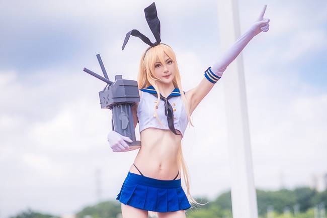 Cosplay福利/粉色条纹丝袜绝对领域少女 舰队Collection 岛风舰娘COSPLAY cn:遇无几友