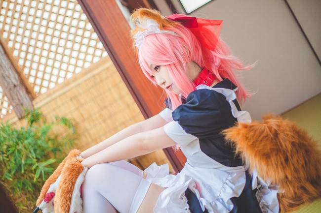 Cosplay福利/Fate/Grand Order 女仆装玉藻猫COSPLAY cn: catcat子 白丝绝对领域