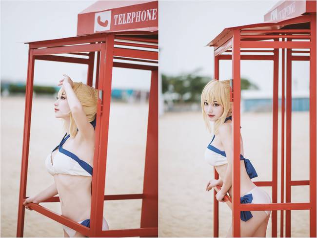 Cosplay福利/《留住夏天的脚步》saber泳装cos cn:桃墨 身材很好