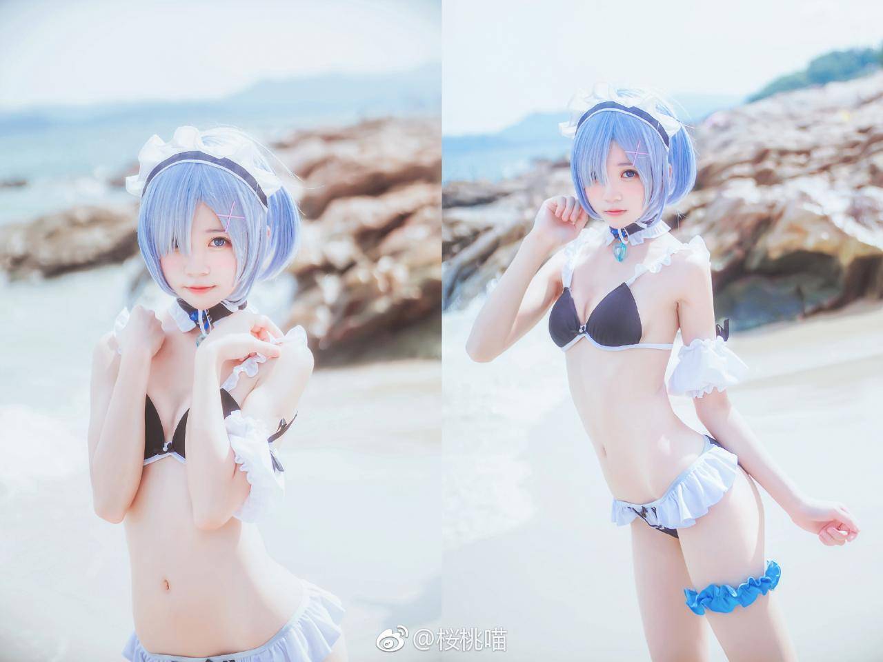 Cosplay福利/蕾姆 女仆蕾丝边泳装 舔屏舔屏