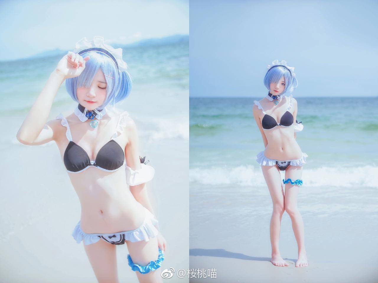 Cosplay福利/蕾姆 女仆蕾丝边泳装 舔屏舔屏