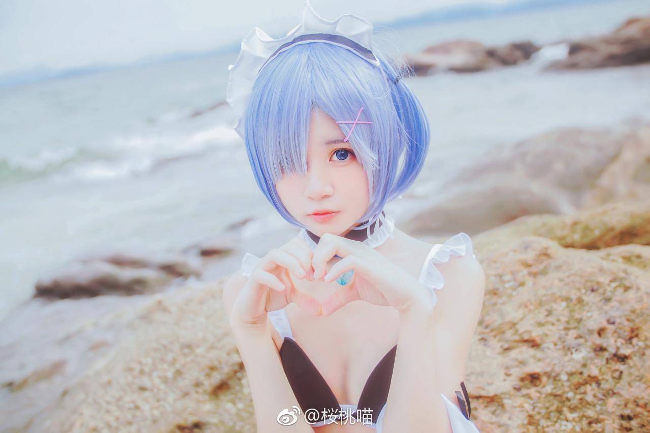 Cosplay福利/蕾姆 女仆蕾丝边泳装 舔屏舔屏