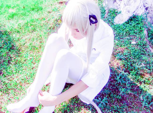 Cosplay福利/缘之空 春日野穹 萝莉白丝美腿 cos福利图片