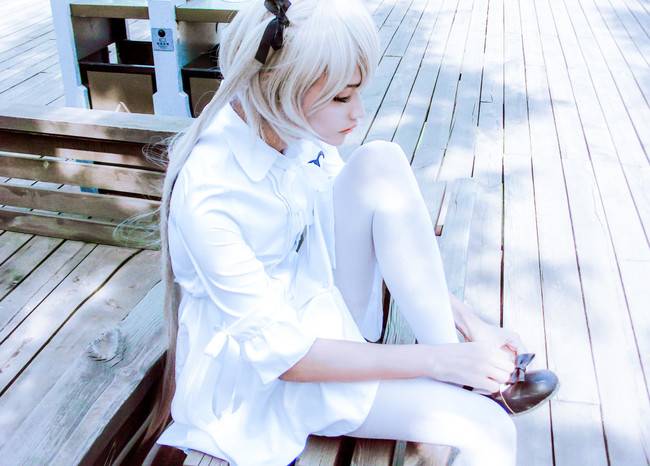 Cosplay福利/缘之空 春日野穹 萝莉白丝美腿 cos福利图片