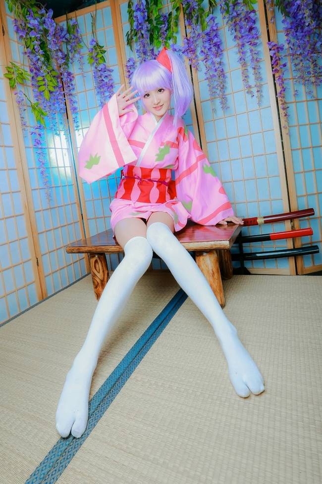 Cosplay福利/银魂猿飞菖蒲 白丝美腿cos福利图片 分趾丝袜