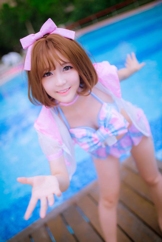 Cosplay福利/奇迹暖暖 暖暖粉格姐妹花 性感泳装诱人cos福利