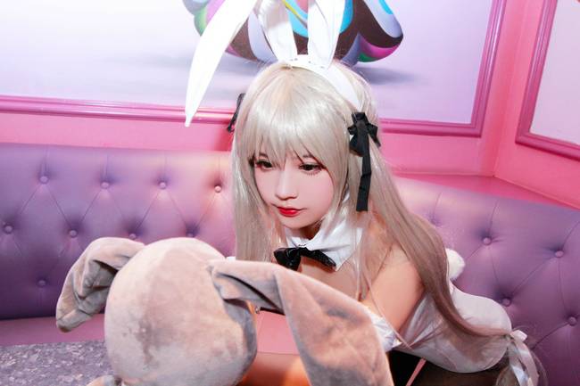 Cosplay福利/缘之空春日野穹 兔女郎黑丝 性感cos福利