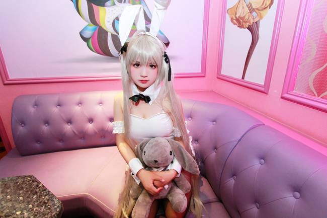 Cosplay福利/缘之空春日野穹 兔女郎黑丝 性感cos福利