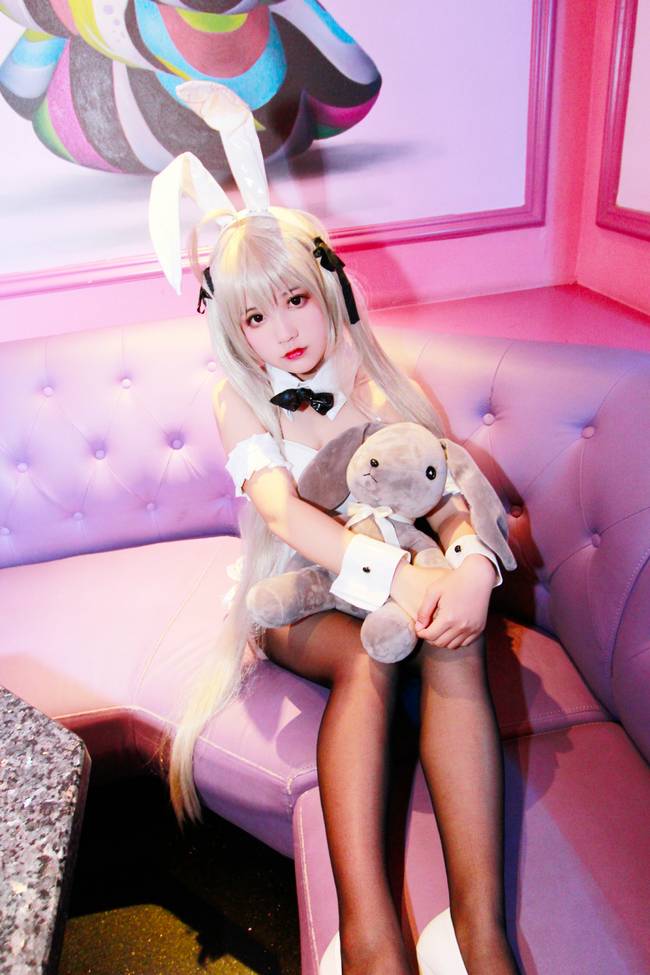 Cosplay福利/缘之空春日野穹 兔女郎黑丝 性感cos福利