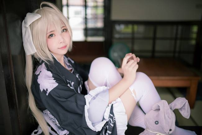 Cosplay福利/缘之空春日野穹 萝莉白丝cos福利图片