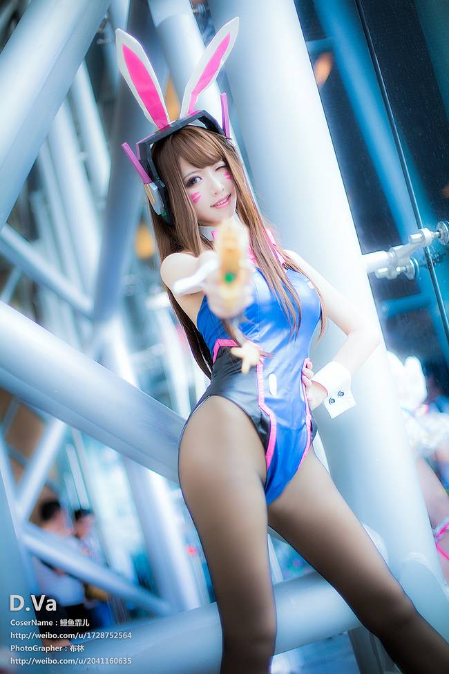 Cosplay福利/火辣美女守望先锋 D.Va 性感黑丝cos福利