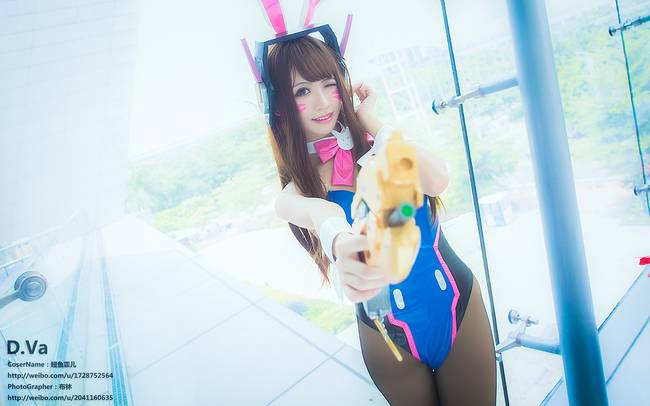 Cosplay福利/火辣美女守望先锋 D.Va 性感黑丝cos福利